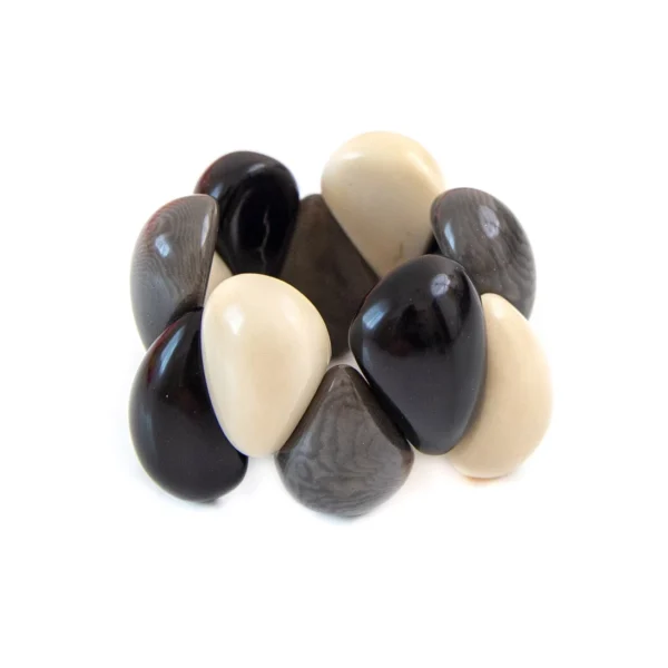 black, gray, and white tagua nut statement bracelet