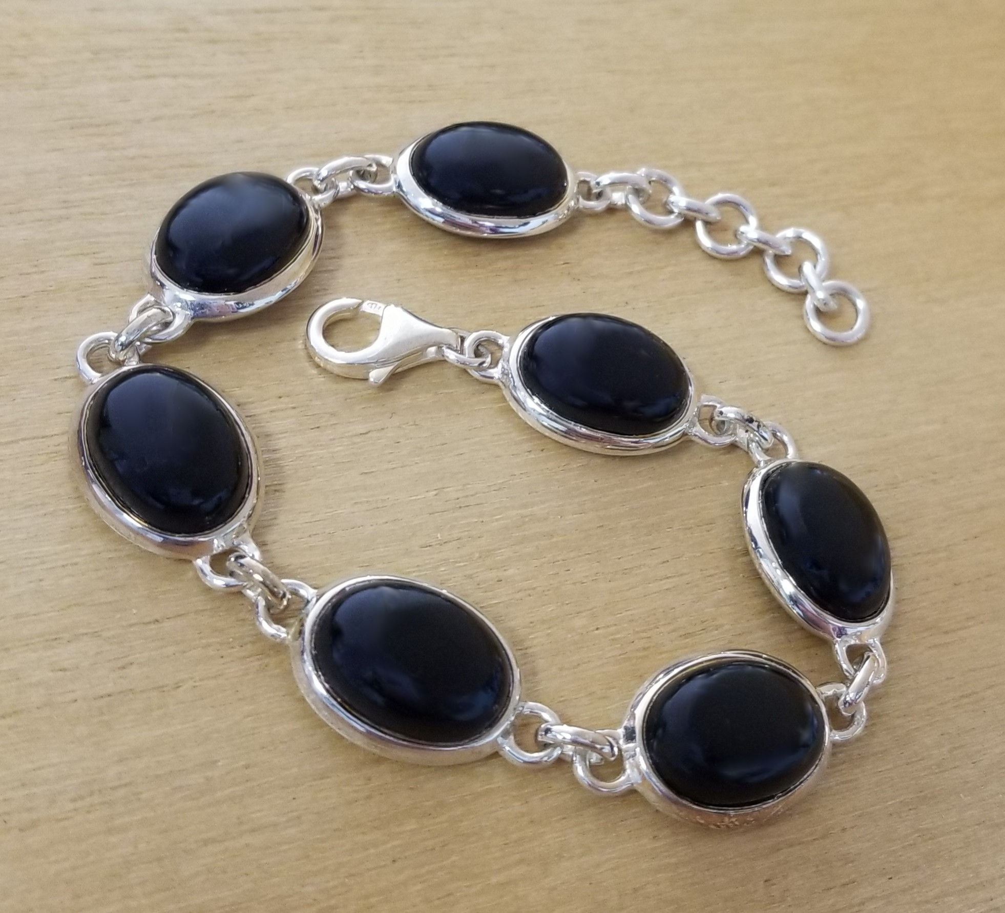 Buy Online BarbellDumbbell charm And Black Onyx Beads Design Bracelet   jewellery for men  menjewellcom
