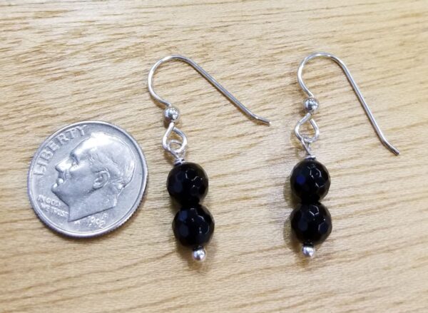 black onyx earrings with dime for scale