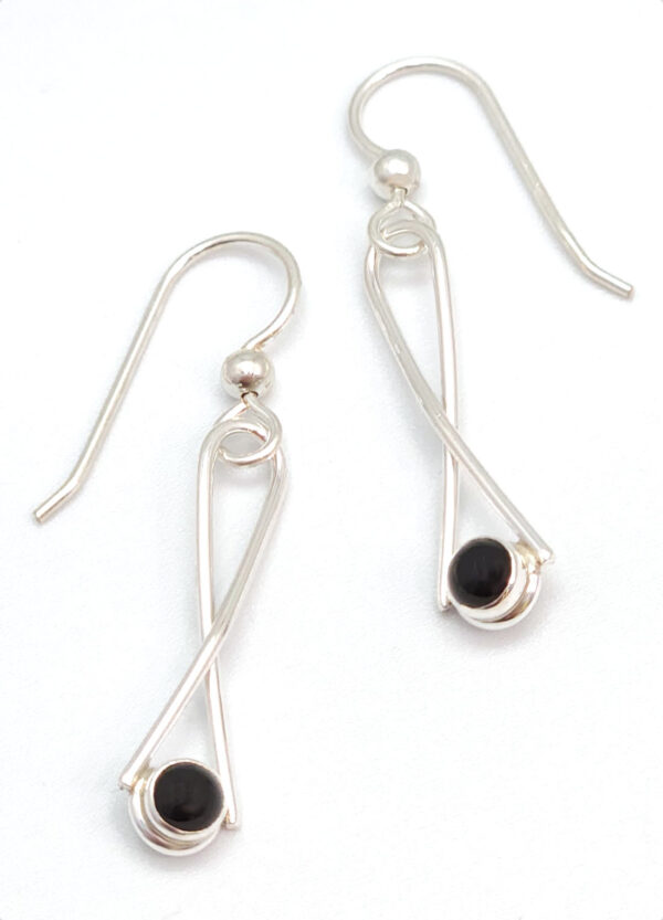 black onyx and sterling silver earrings by Ted Walker