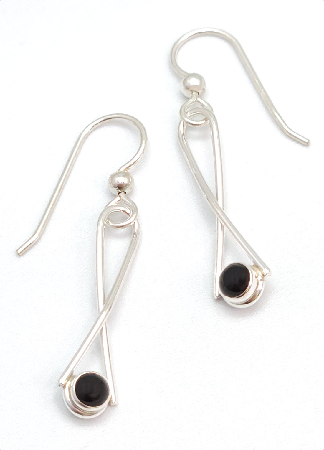 black onyx and sterling silver earrings by Ted Walker