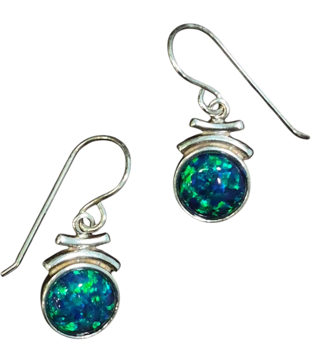 created black opal and sterling silver earrings