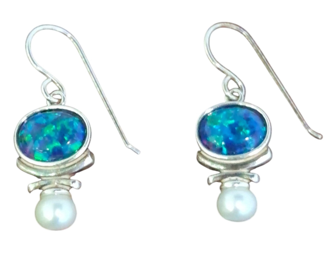created black opal and pearl earrings
