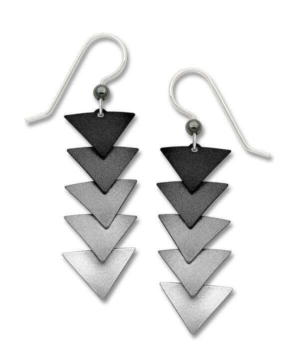 black to white triangle earrings