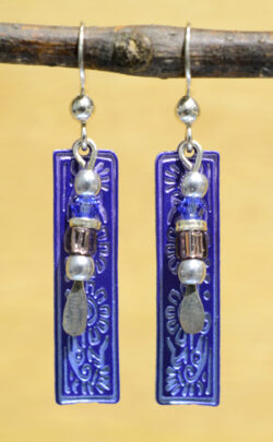 blue floral column with beads Adajio earrings