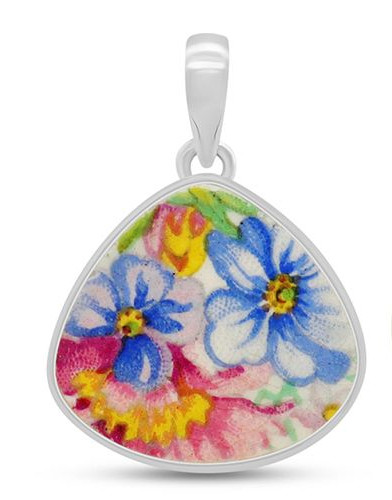 blue and pink flower pendant