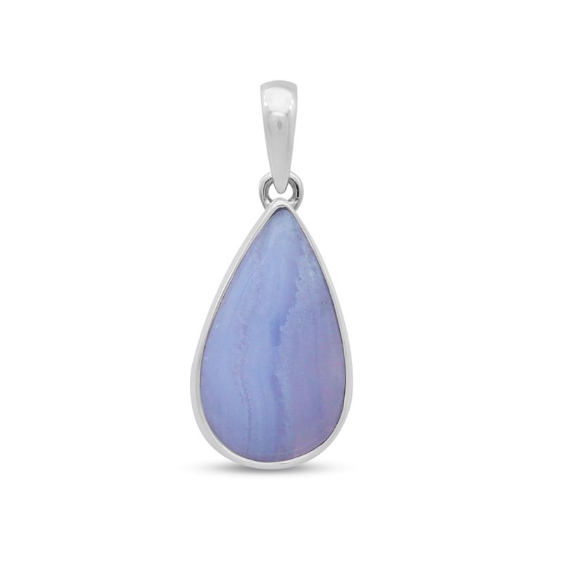 blue lace agate and sterling silver pendant