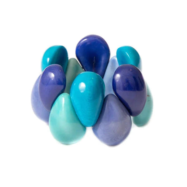 multicolor blue statement bracelet made from tagua nut