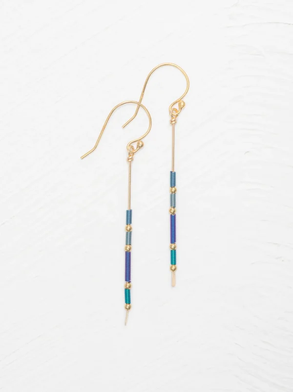 blue multicolor stick earrings