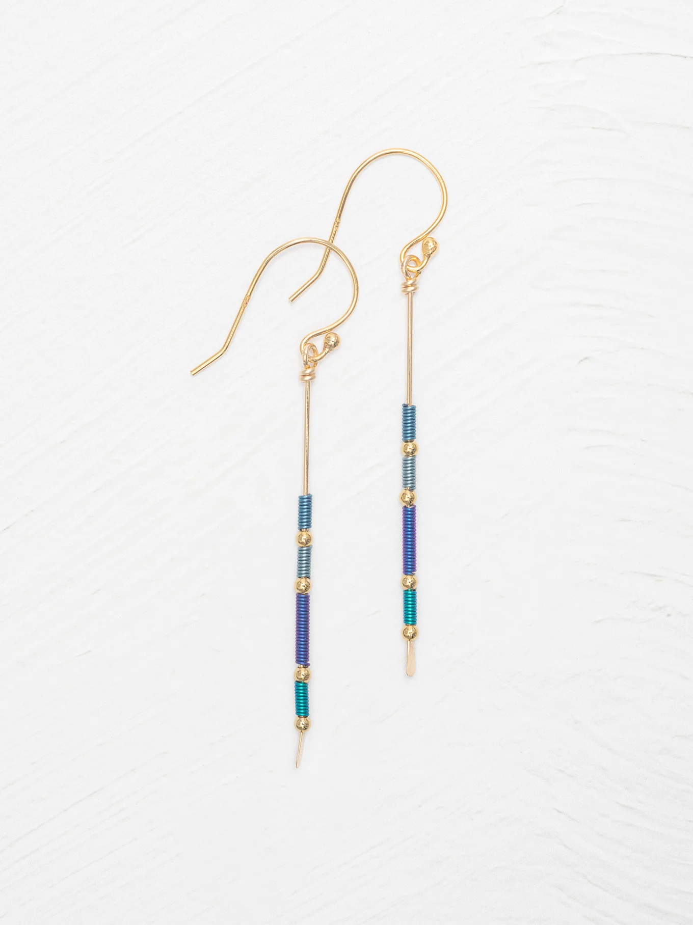 blue multicolor stick earrings