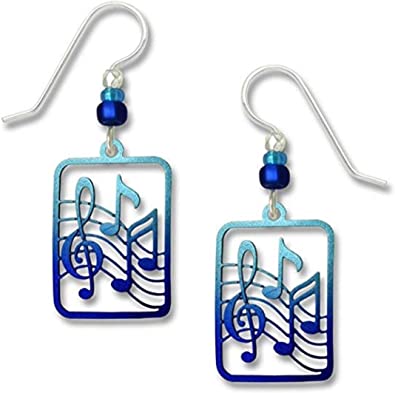 blue treble clef and music note earrings