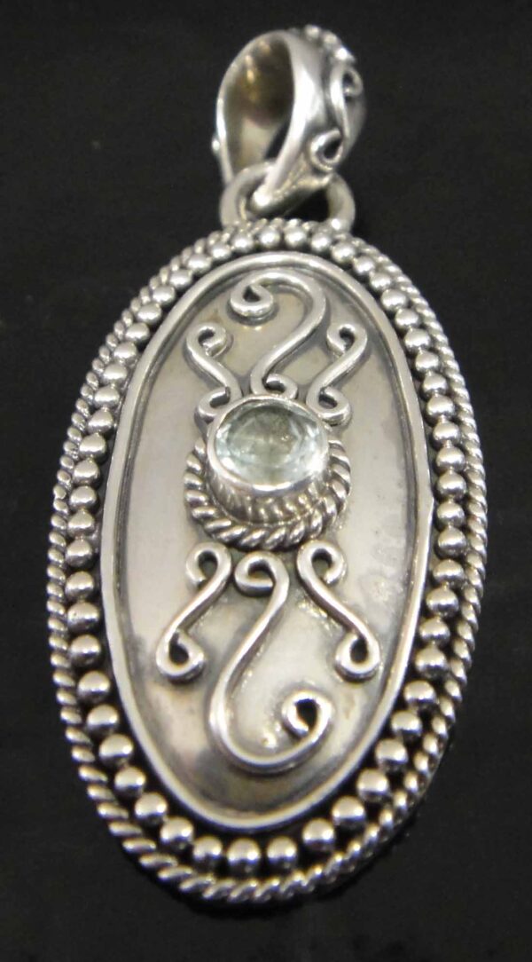 blue topaz oval sterling silver pendant