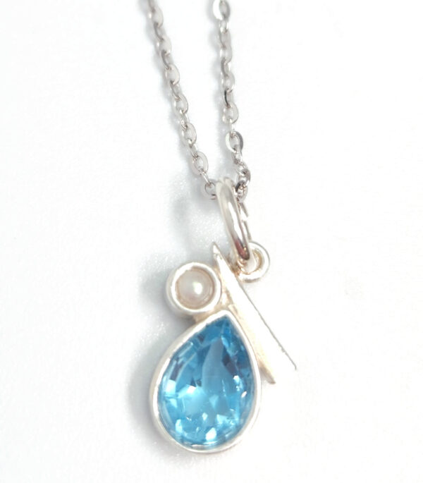 blue topaz, pearl, and sterling silver necklace