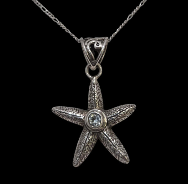 blue topaz and sterling silver starfish necklace