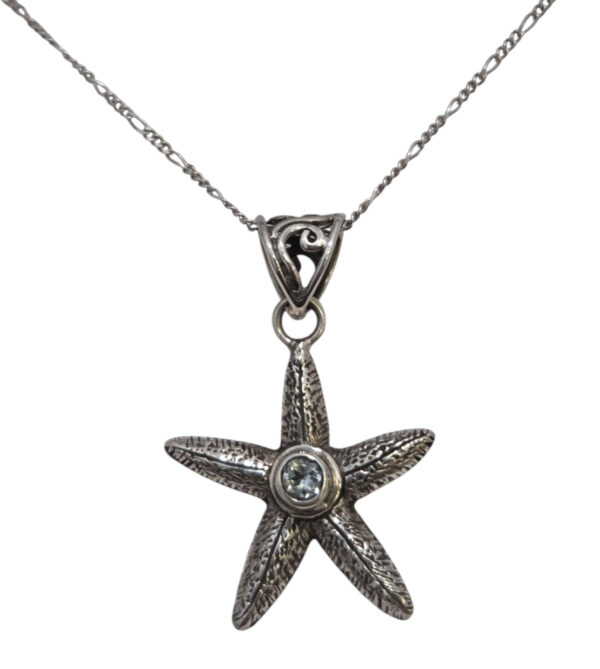blue topaz and sterling silver starfish necklace