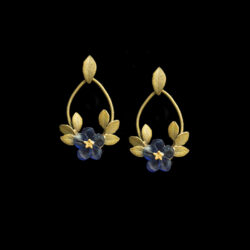 Blue violets post hoop earrings by Michael Michaud