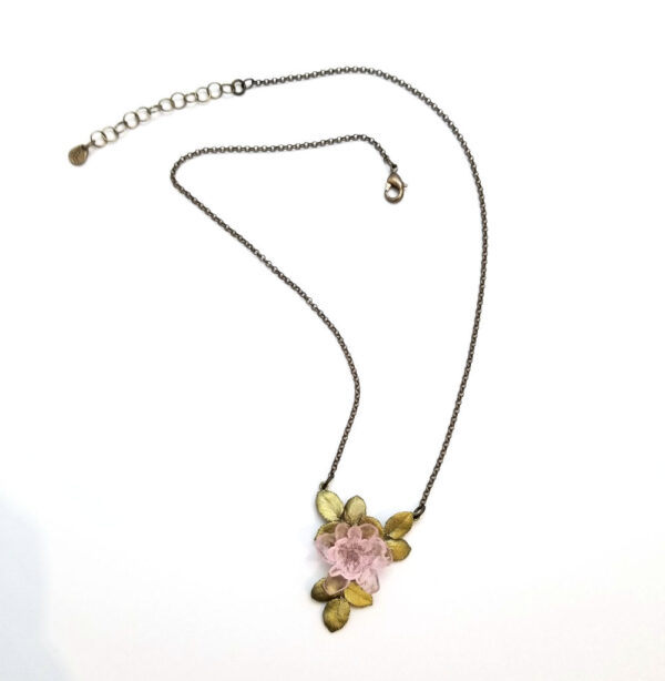 pink blushing rose in bloom necklace from Michael Michaud