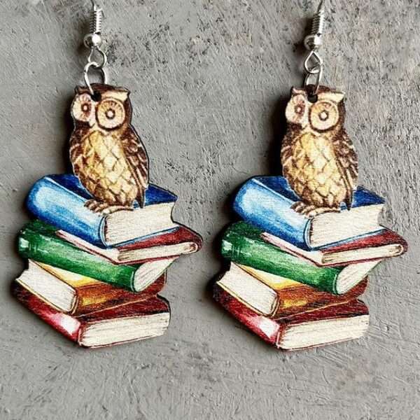 book and owl earrings