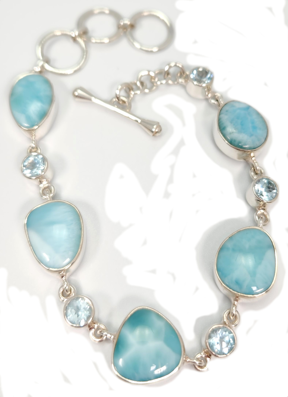larimar, blue topaz, and sterling silver bracelet