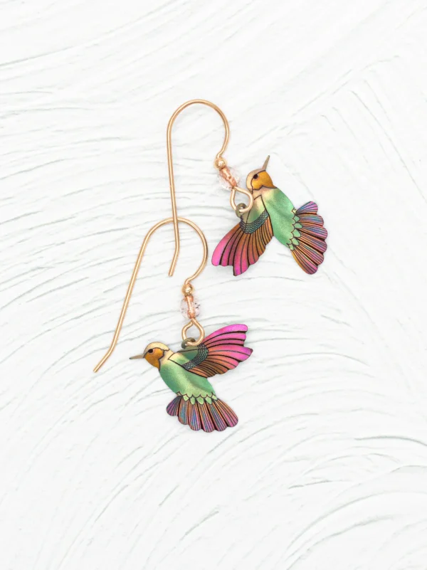 bright hummingbird earrings by Holly Yashi