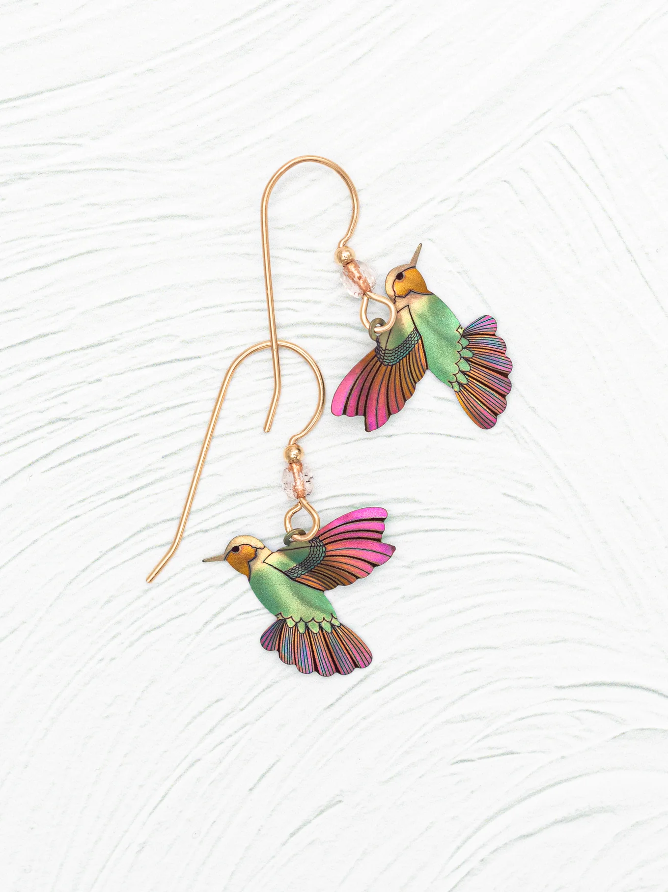 bright hummingbird earrings by Holly Yashi