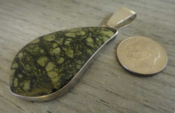 bullfrog serpentine pendant with dime for size