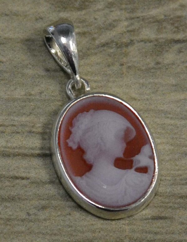 Handmade carved red agate woman cameo