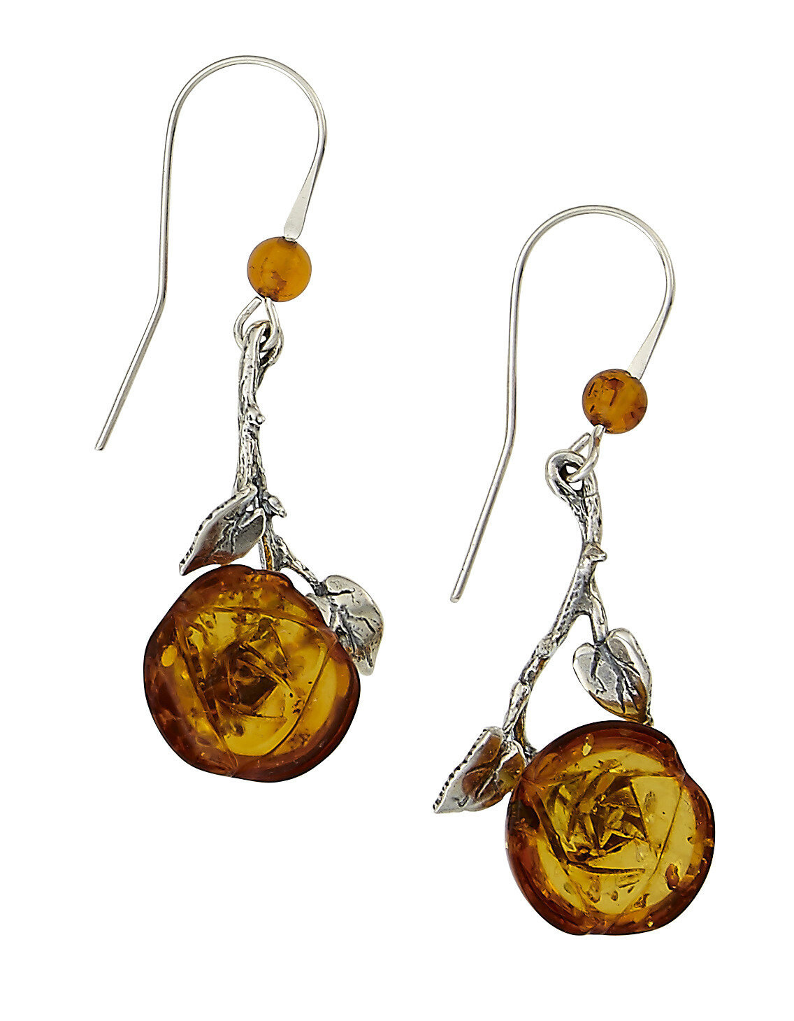 amber rose in bloom sterling silver earrings