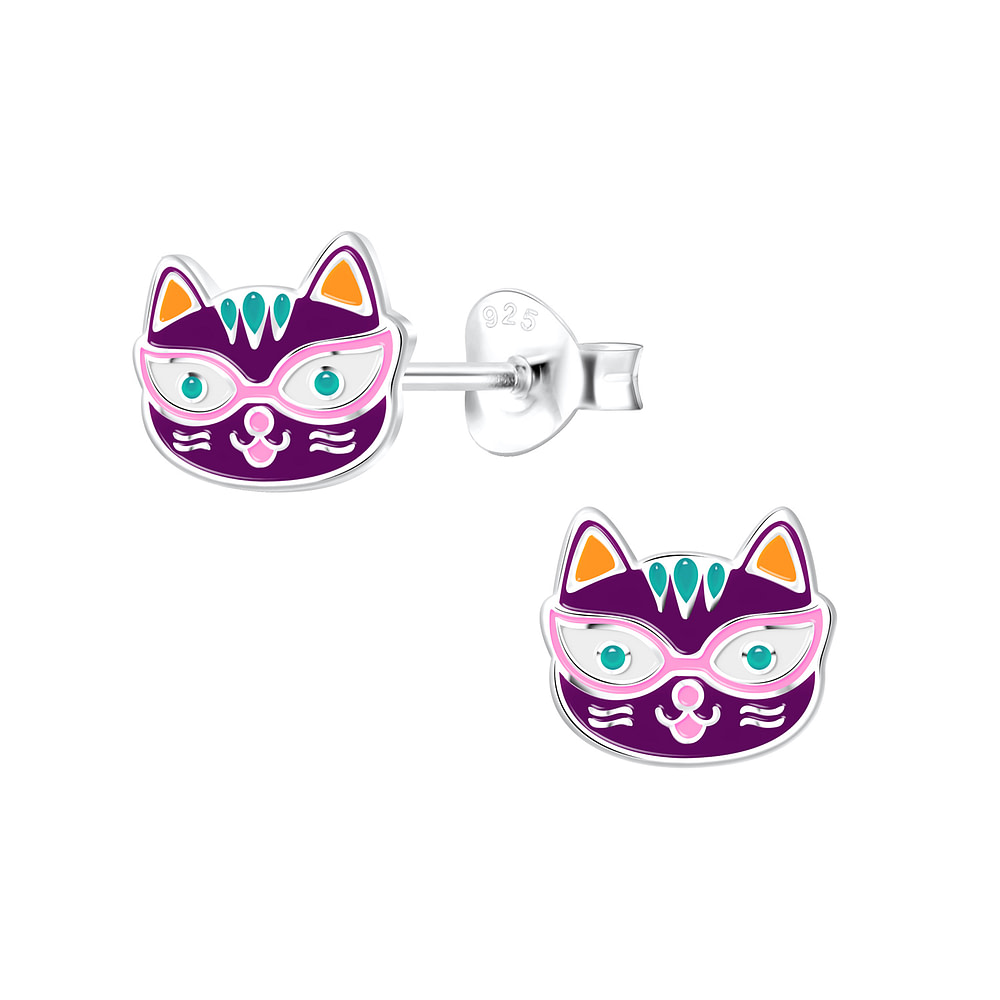 purple cat earrings