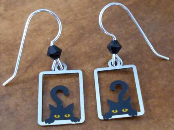 These black cat earrings are made by Sienna Sky