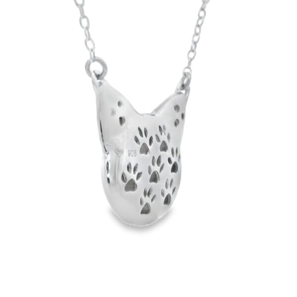 backside of diamond cat necklace