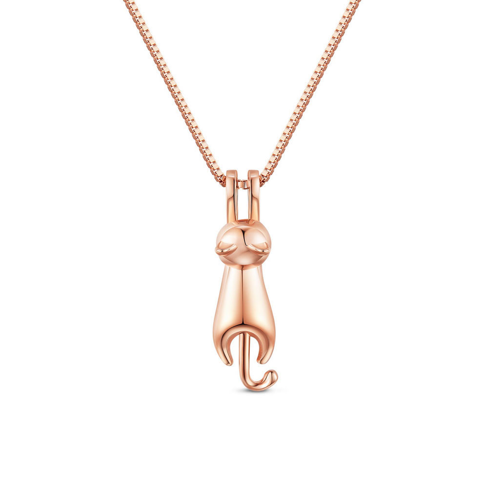 Cat necklace in rose gold-plated sterling silver