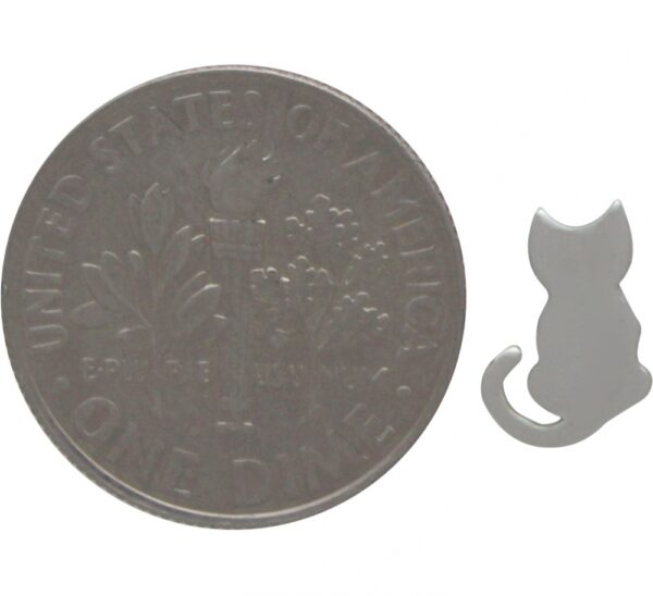 cat stud earrings with dime for scale