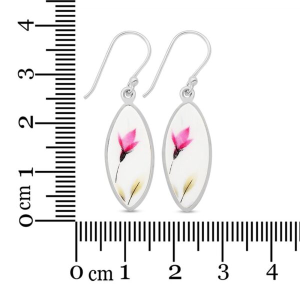 repurposed porcelain flowerbud earrings with ruler