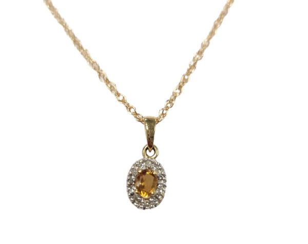 citrine, diamond and gold necklace