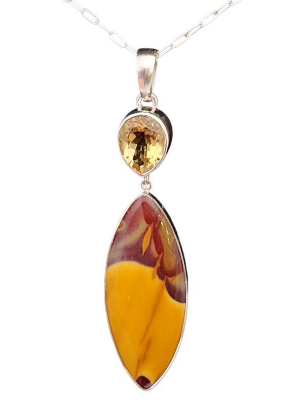 citrine and mookaite statement necklace in sterling silver