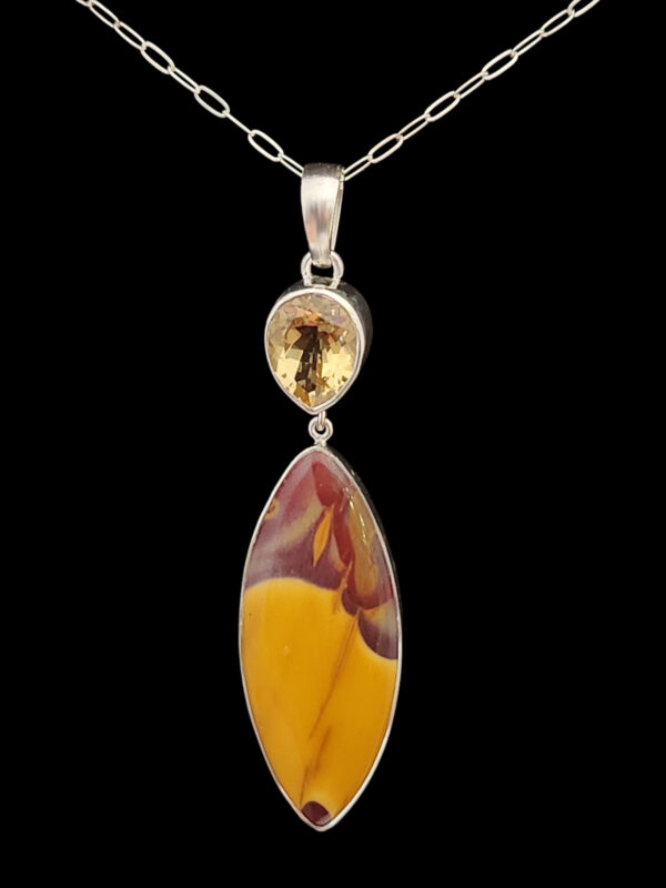 citrine and mookaite statement necklace in sterling silver