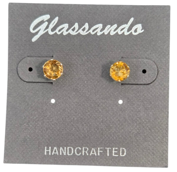 citrine and sterling silver 6 prong set stud earrings