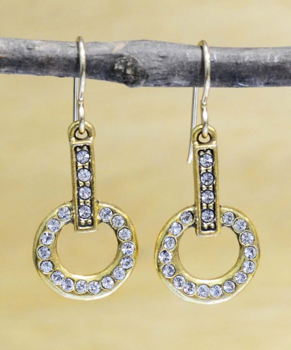 Committed gold tone earrings in color "All Crystal" by Patricia Locke