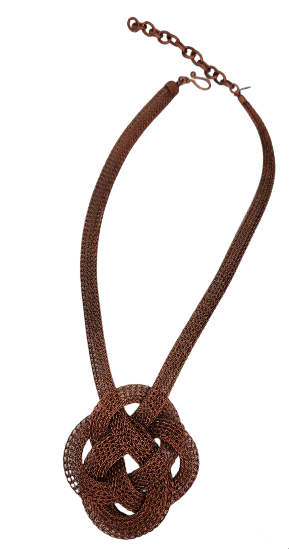 copper color double coin knot necklace