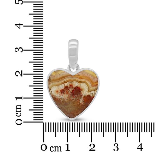 crazy lace agate and sterling silver heart pendant with ruler