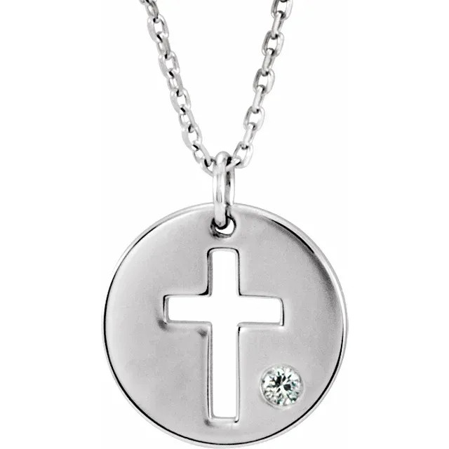 sterling silver cross with diamond necklace