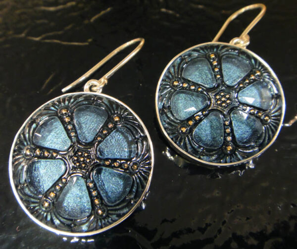 czech glass dark blue earrings