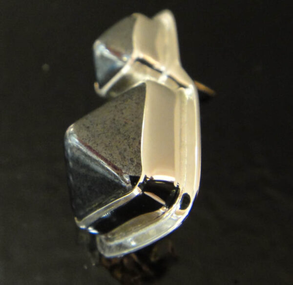 side of 3D czech glass pyramids earrings