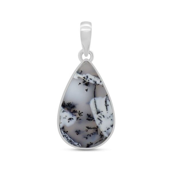 dendritic agate and sterling silver pendant