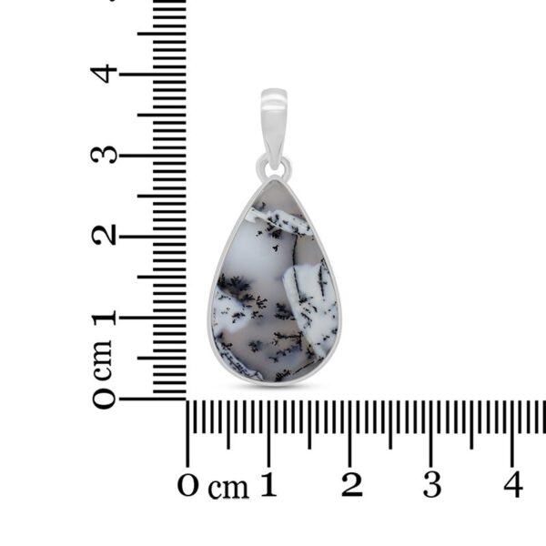 dendritic agate and sterling silver pendant with ruler
