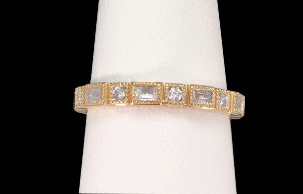 round and rectangle diamond and gold ring