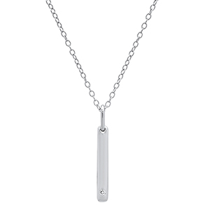 .02 CT diamond bar sterling silver necklace