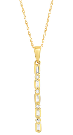 Diamond and 10K yellow gold bar necklace