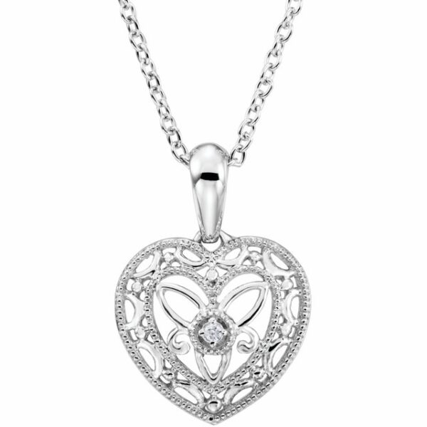 diamond filigree heart necklace